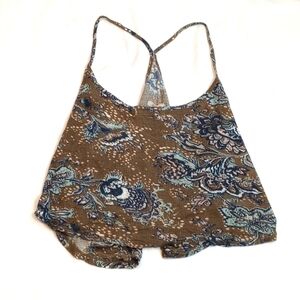 Ecote Womens Crop Top Sz XS Oversized Tank Top Flowy Floral Lightweight Vacation